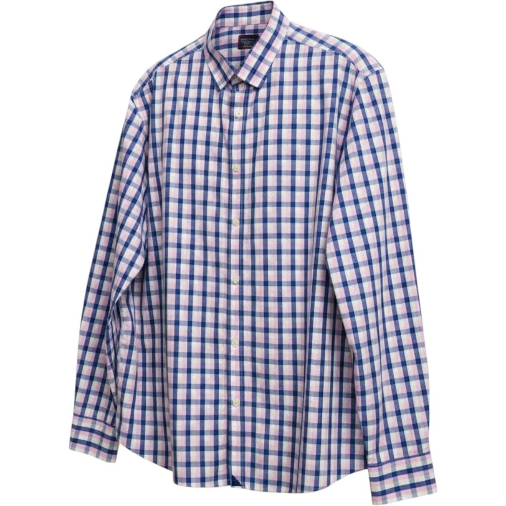UNTUCKit Adriano‎ Cotton Shirt Mens 3XL Blue Pink Checkered Button Down Gingham
